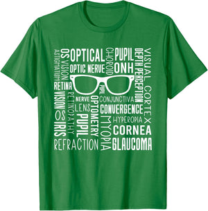 Optometry Ophthalmology WordArt Eye Doctor Surgeon Optician T-Shirt - T-Shirt | Irish Green