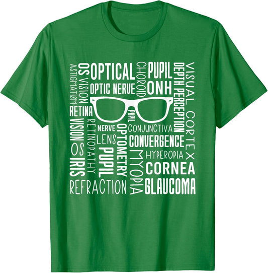 Optometry Ophthalmology WordArt Eye Doctor Surgeon Optician T-Shirt - T-Shirt | Irish Green