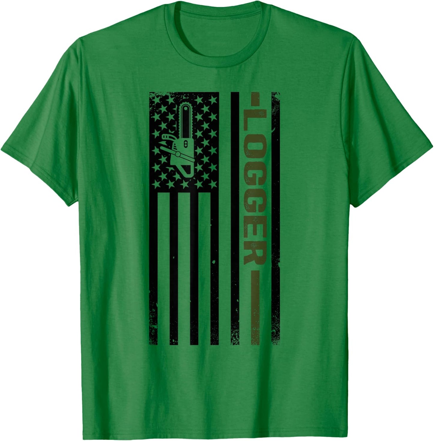Logger US Flag Logging Lumberjack T-Shirt - T-Shirt | Irish Green