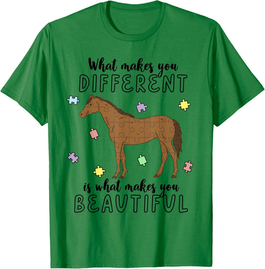 Autism Awareness Month What Makes You Different Horse T-Shirt - T-Shirt | Irish Green