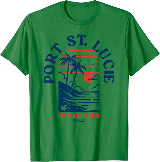Port St. Lucie Florida Retro Surfer Vintage Beach T-Shirt - T-Shirt | Irish Green