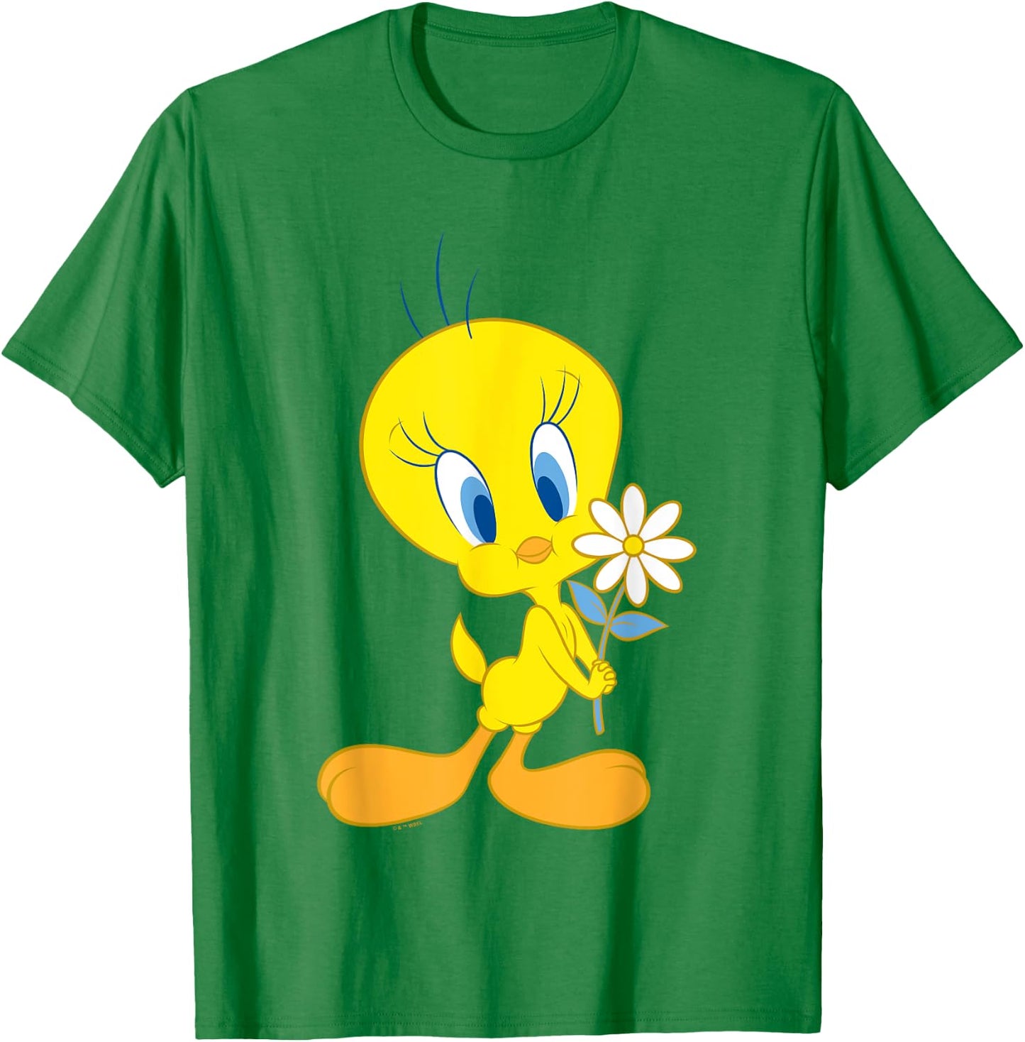 Looney Tunes Cute Tweety Bird Holding A Flower Logo T-Shirt - T-Shirt | Irish Green