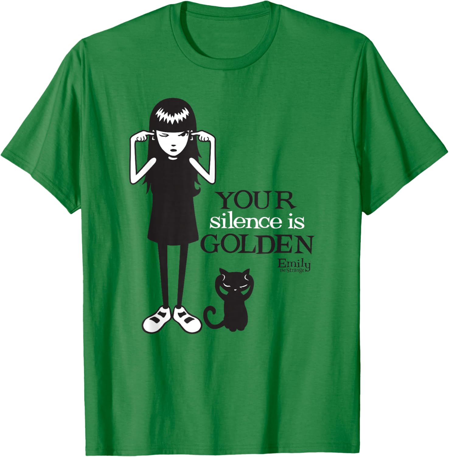 Emily The Strange Your Silence is Golden T-Shirt - T-Shirt | Irish Green