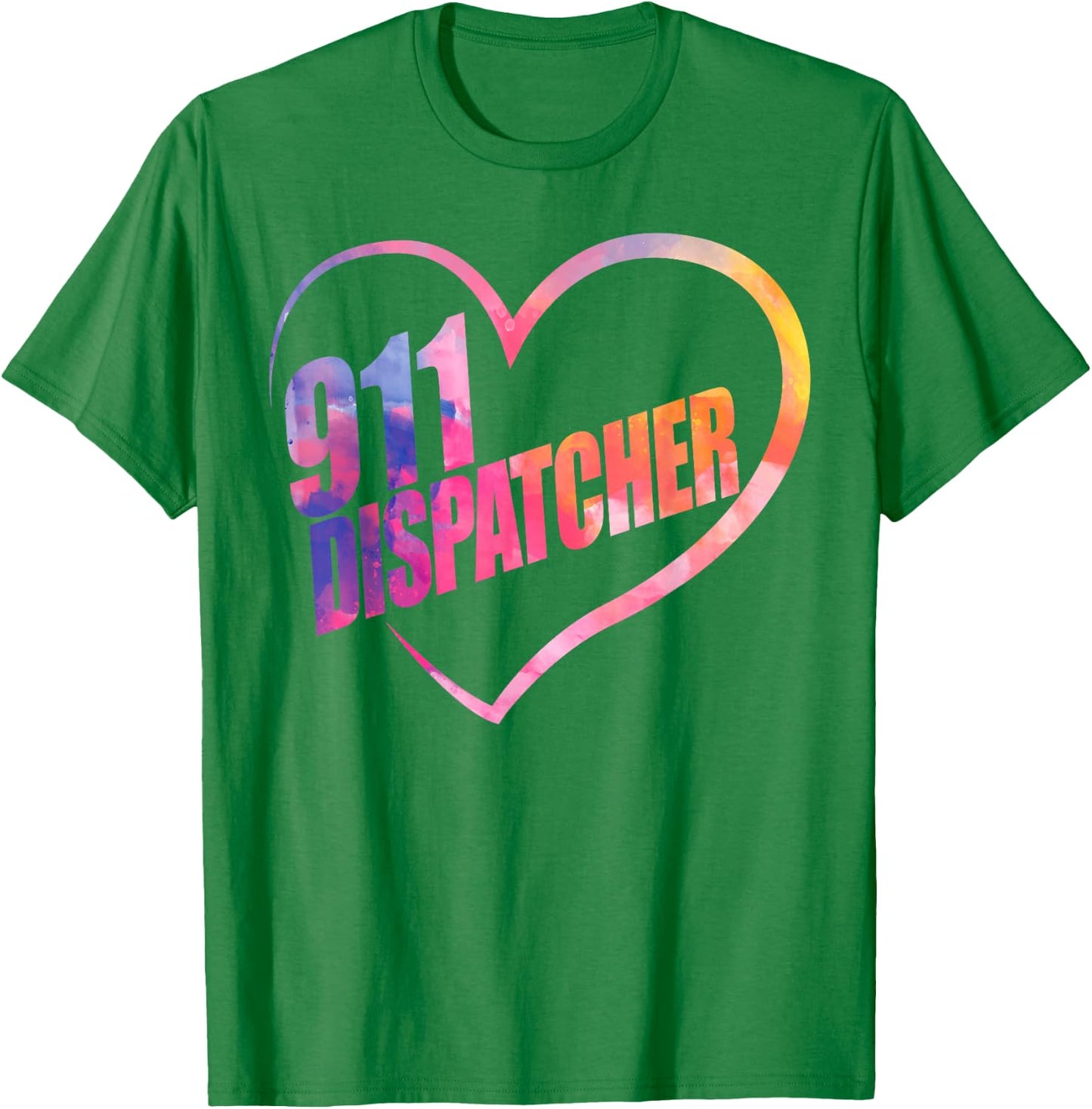 911 Dispatcher Thin Gold Yellow Line Heart 911 Dispatcher T-Shirt - T-Shirt | Irish Green