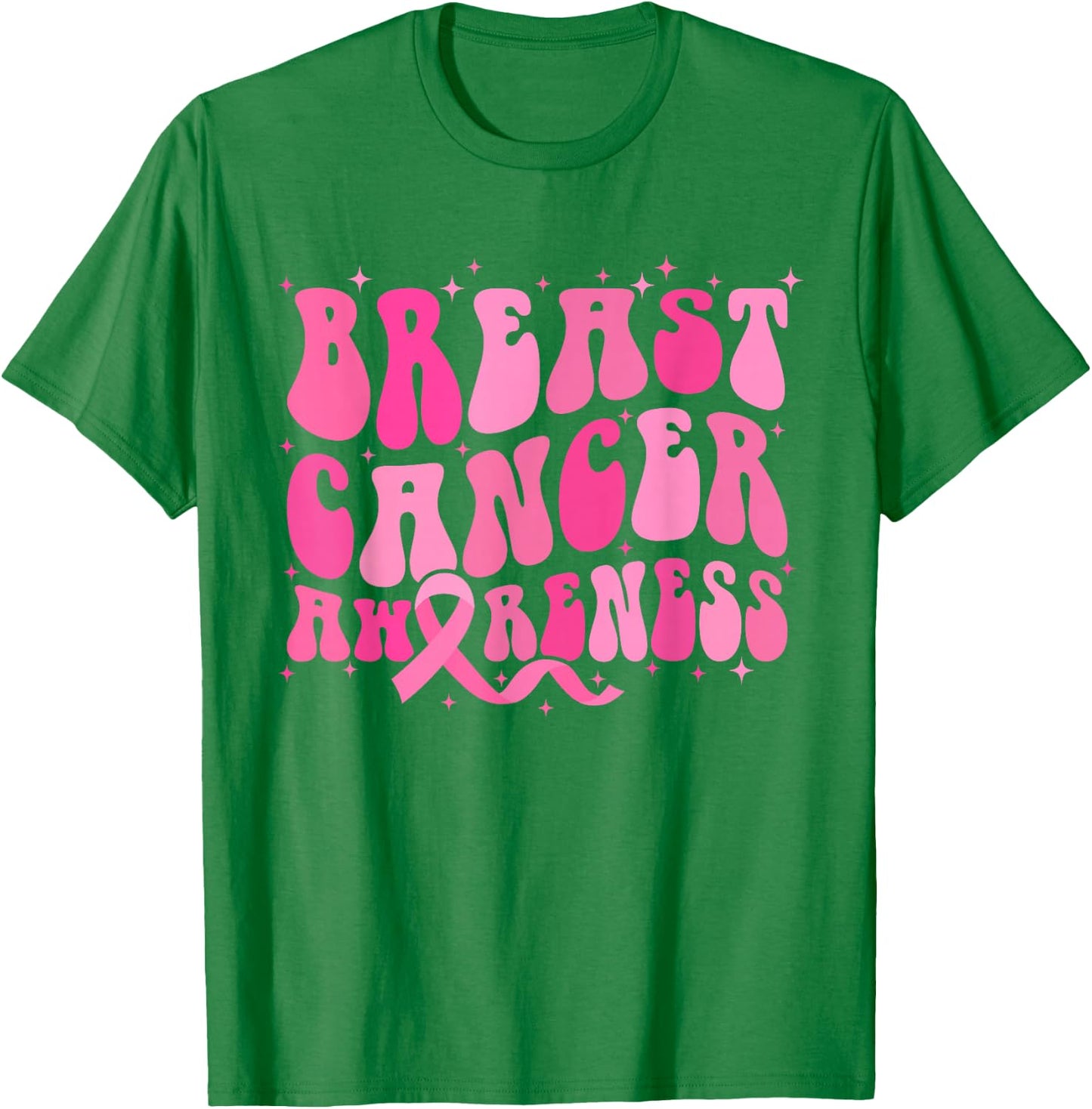 Groovy Breast Cancer Awareness Month T-Shirt - T-Shirt | Irish Green