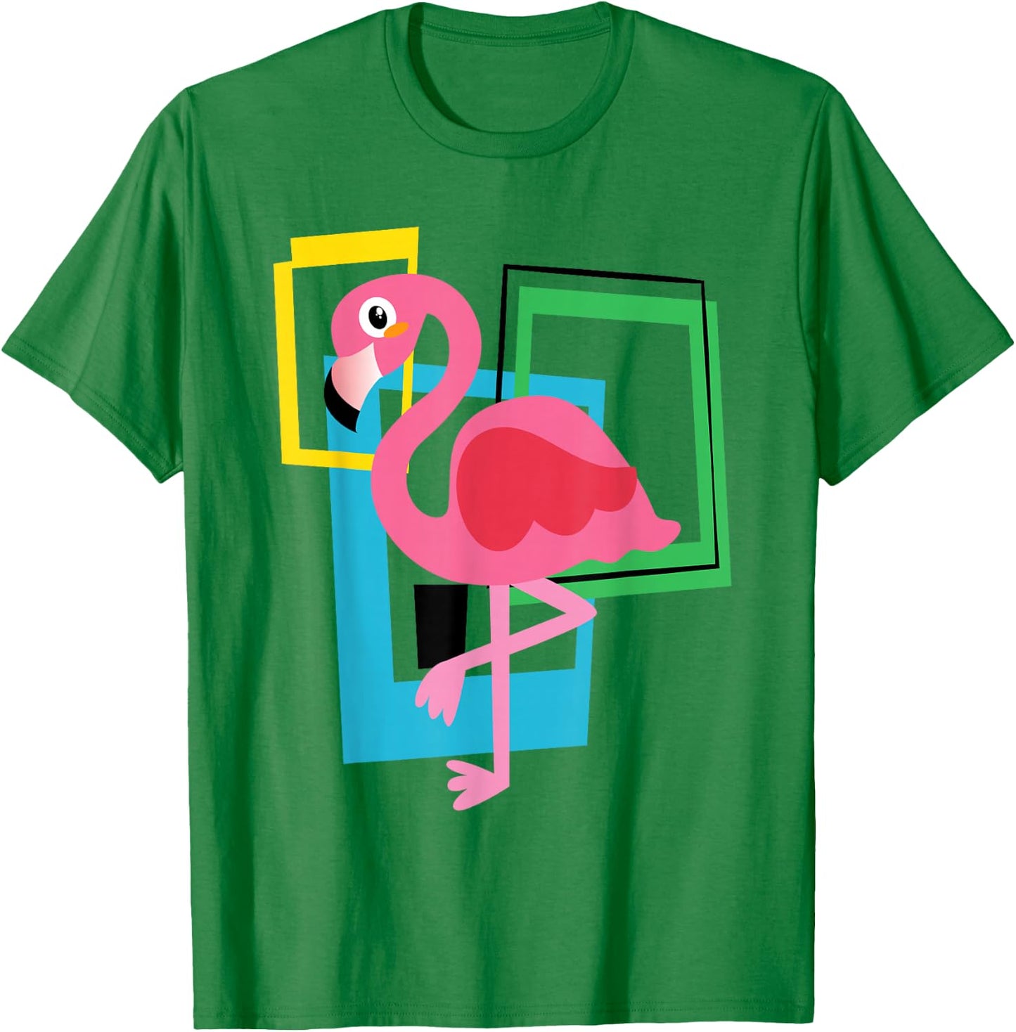 Midcentury Mid Century Pink Flamingo Retro Geometric Modern T-Shirt - T-Shirt | Irish Green