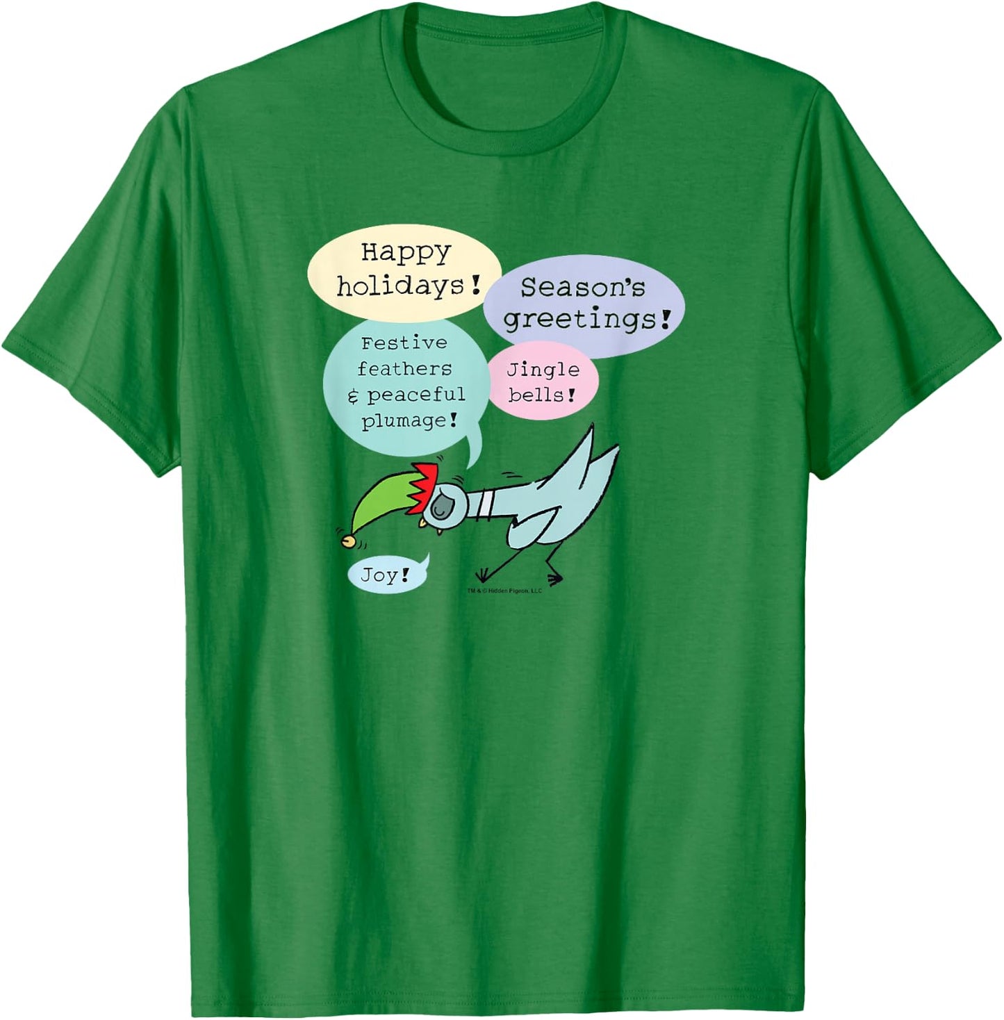 The Pigeon Seasons Greetings Christmas Pigeon T-Shirt - T-Shirt | Irish Green