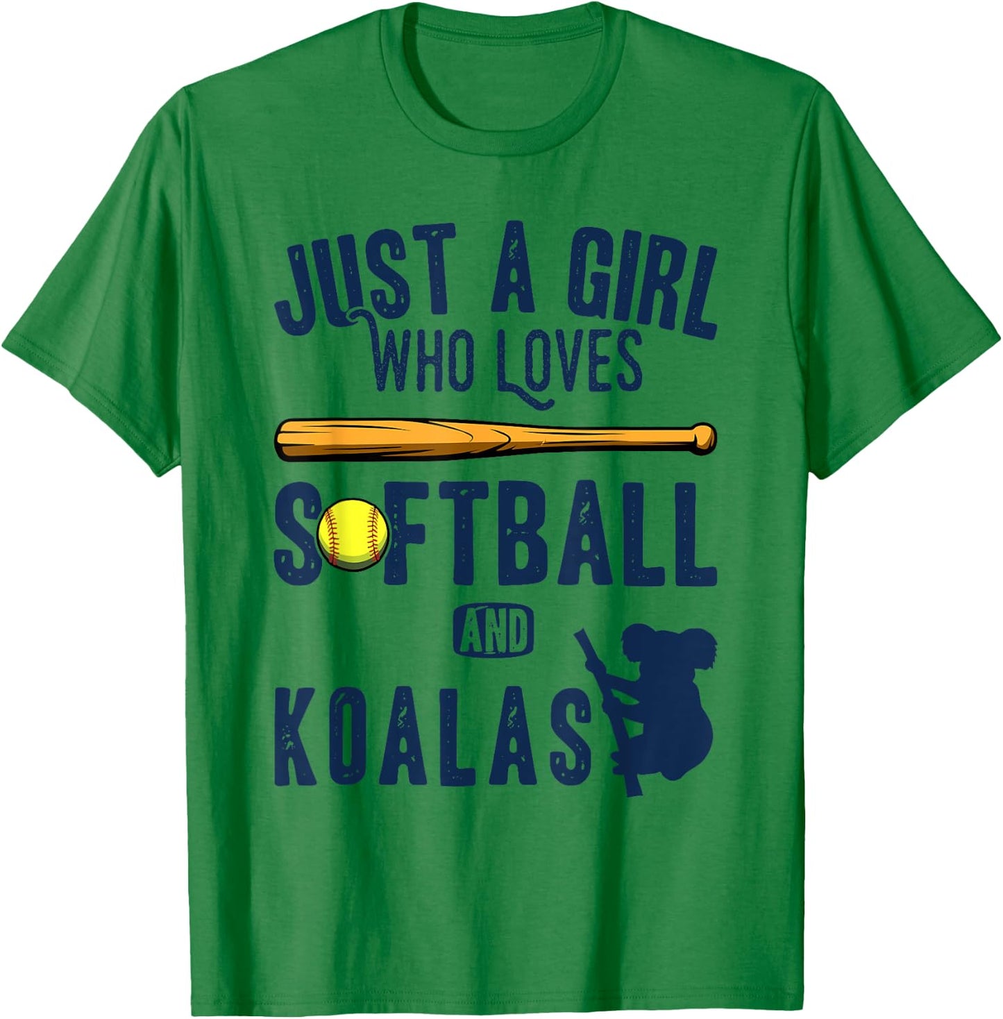 Just a girl who loves Koalas and softball kids funny saying T-Shirt - T-Shirt | Irish Green