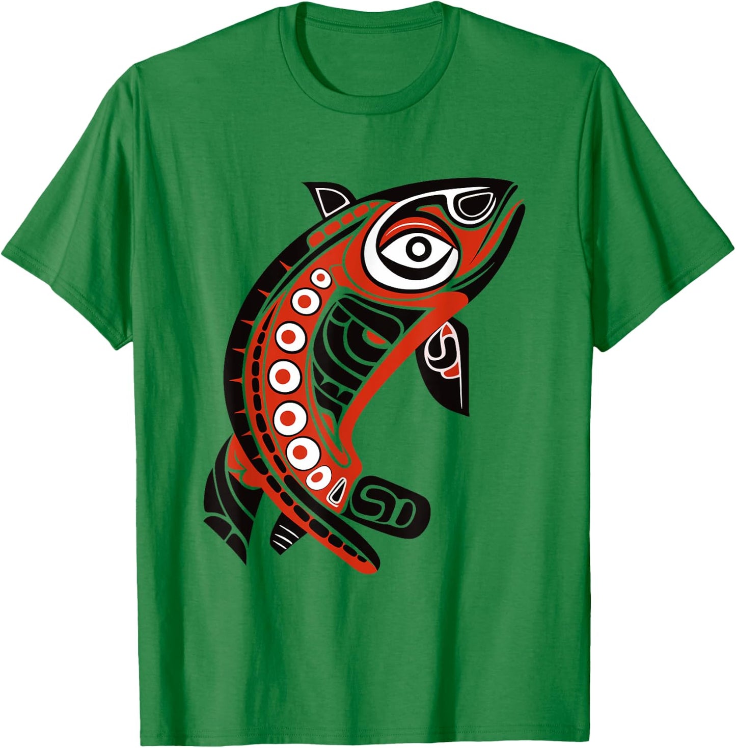 Native American Pacific Northwest Coast Art Tribal Salmon T-Shirt - T-Shirt | Irish Green