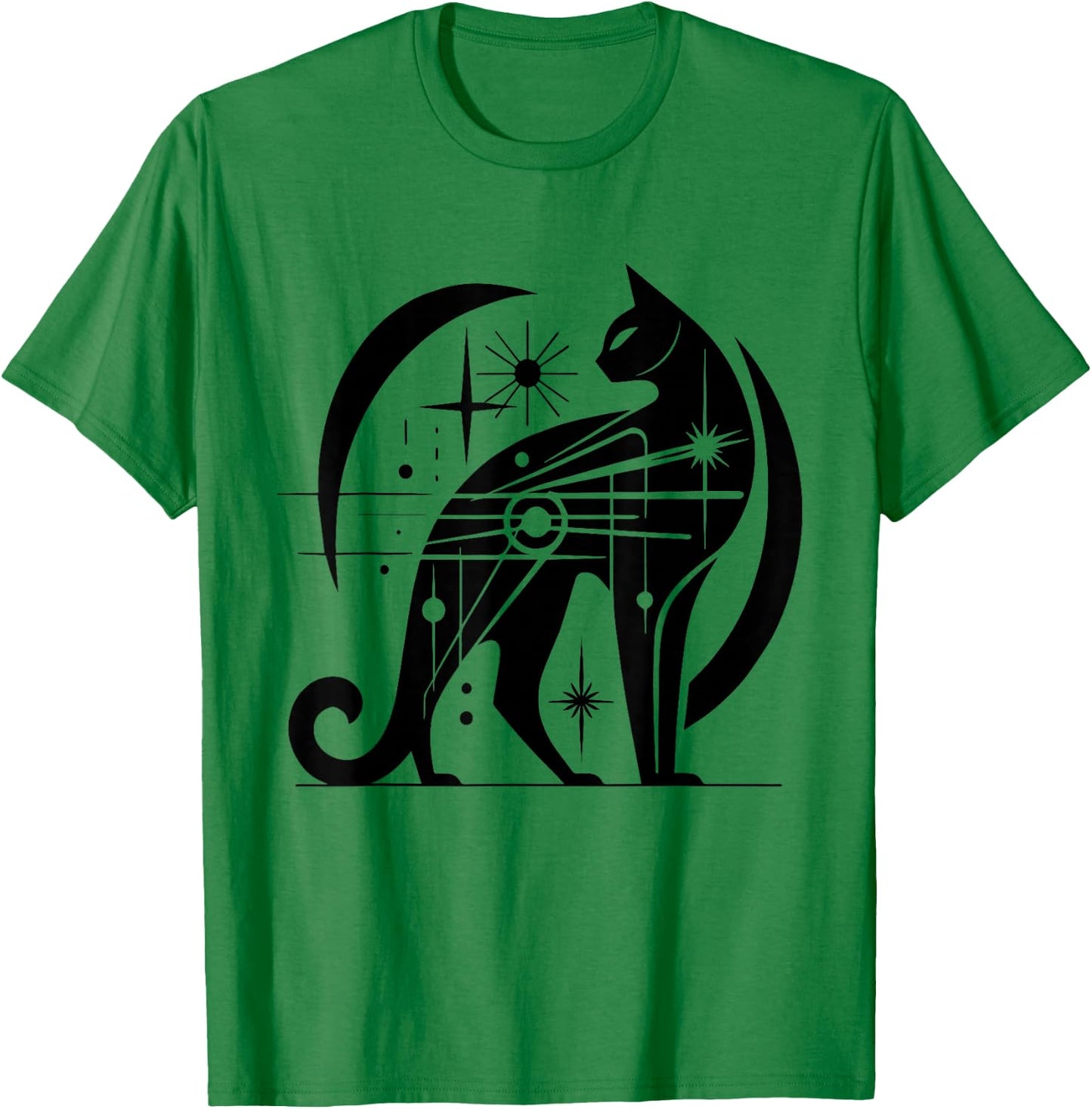 Cat Midcentury Mid Century Retro Atomic Age Modern T-Shirt - T-Shirt | Irish Green
