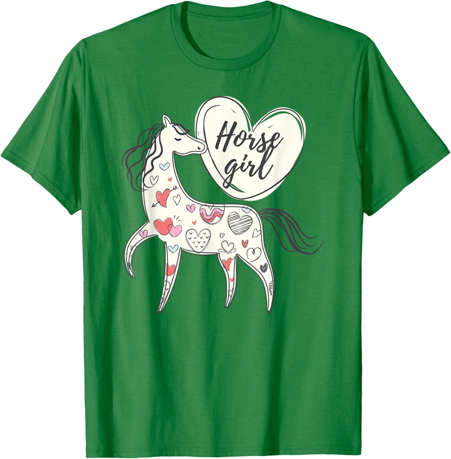 Horse girl horse lover big loveheart pretty heart cool girls T-Shirt - T-Shirt | Irish Green
