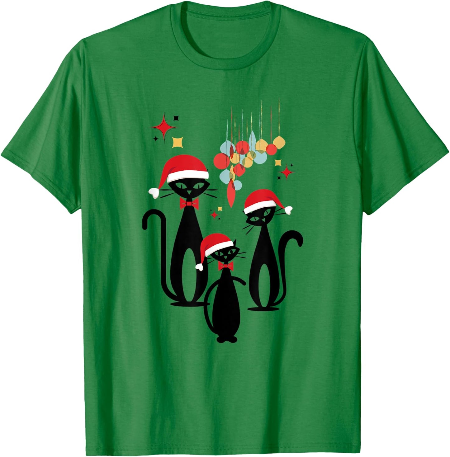 Funny Christmas Retro Mid Century Modern Cat Cool Women's T-Shirt - T-Shirt | Irish Green