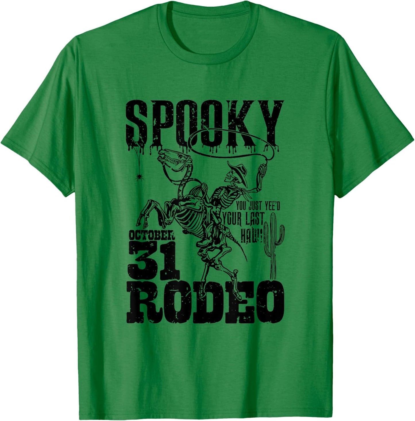 Spooky Hollow Rodeo Western Skeleton Cowboy Halloween T-Shirt - T-Shirt | Irish Green
