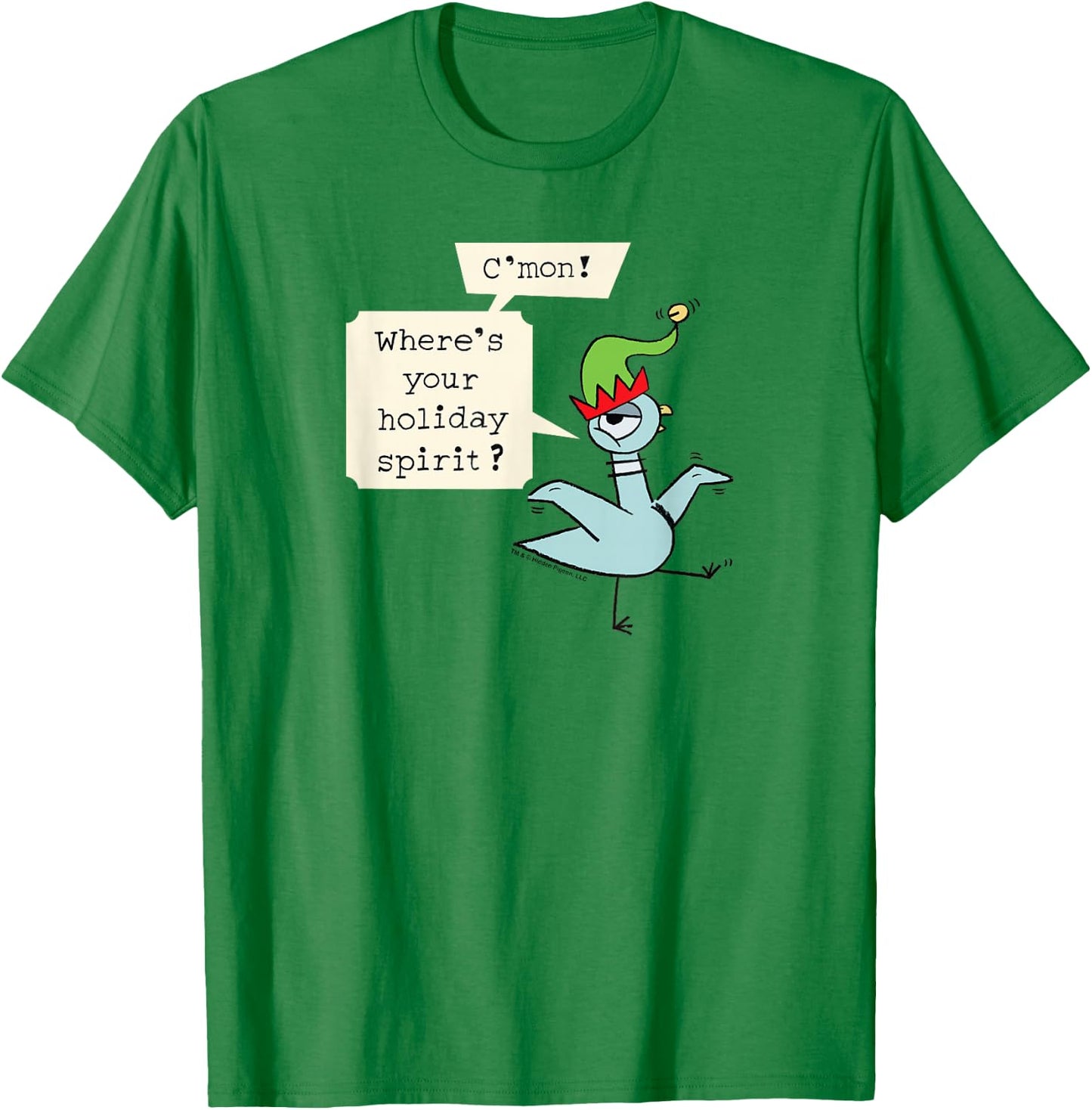 The Pigeon Holiday Spirit Christmas Pigeon T-Shirt - T-Shirt | Irish Green