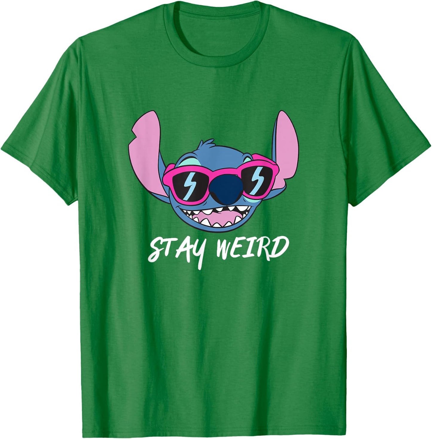 Disney Lilo & Stitch Stay Weird Stitch Cool Vibe Face Logo T-Shirt - T-Shirt | Irish Green