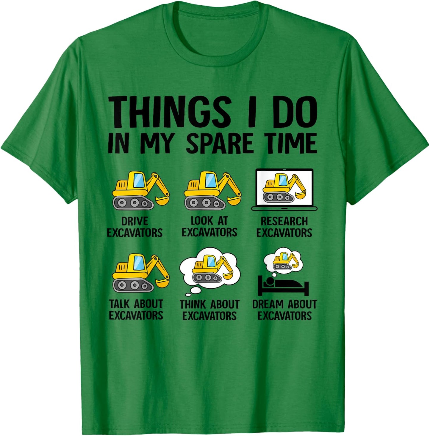 Things I Do In My Spare Time Excavator Construction Boy Kids T-Shirt - T-Shirt | Irish Green