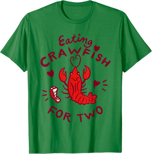 Eating Crawfish For Two Crawfish Boil Pregnancy Announcement T-Shirt - T-Shirt | Irish Green