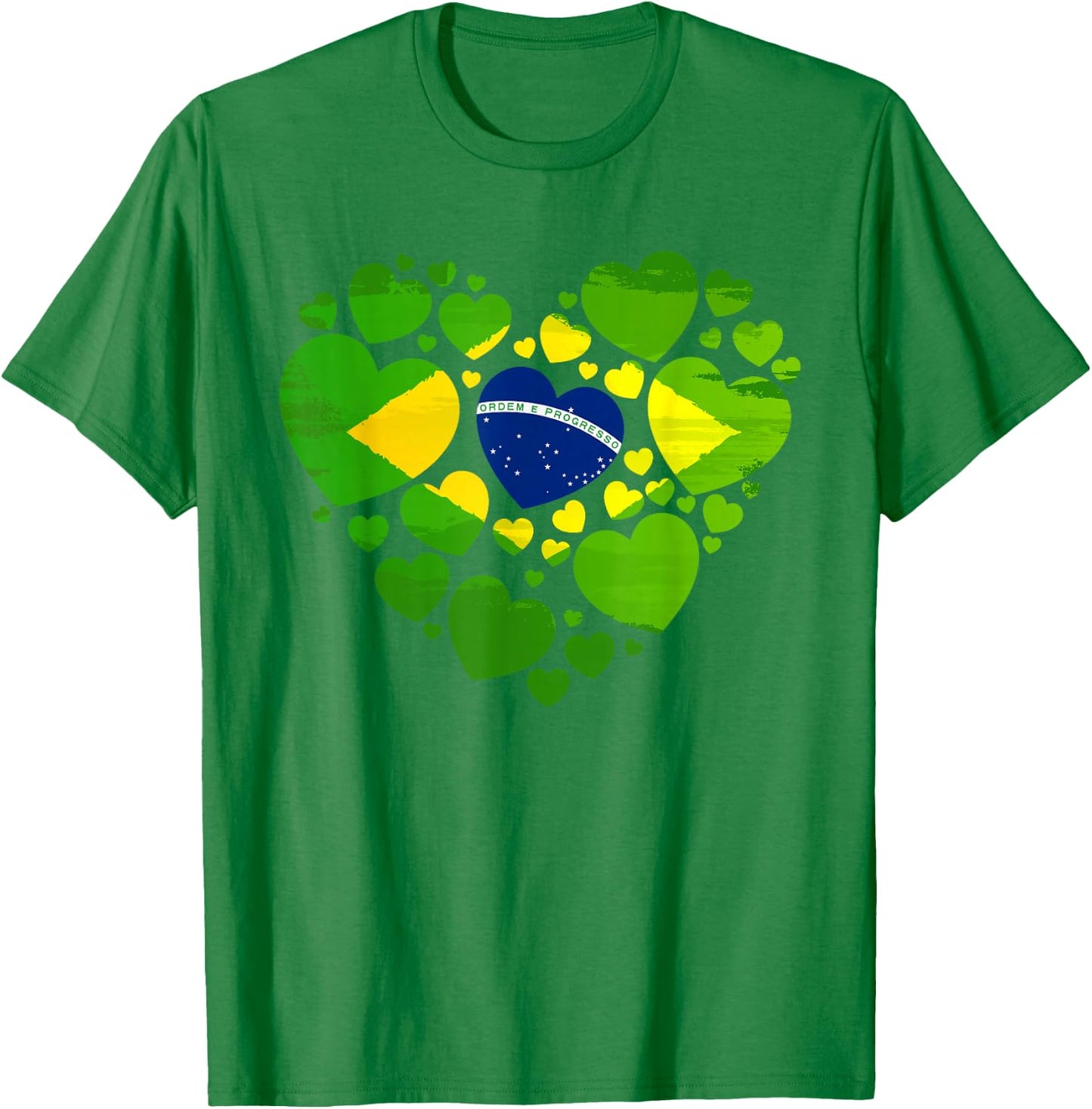 Brazilian Flag Heart Idea & Brazil Flag Heritage T-Shirt - T-Shirt | Irish Green