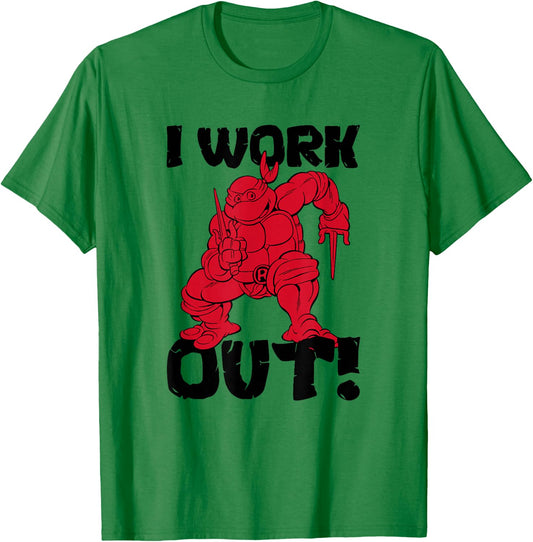Teenage Mutant Ninja Turtles Raphael I Work Out Red Poster T-Shirt - T-Shirt | Irish Green
