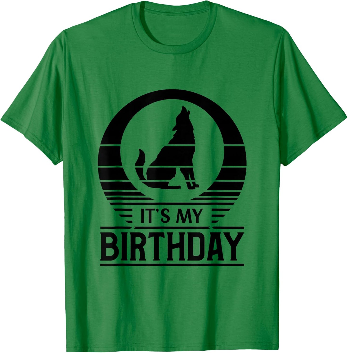 Vintage Sunset Happy Birthday Wolf Its My Birthday T-Shirt - T-Shirt | Irish Green