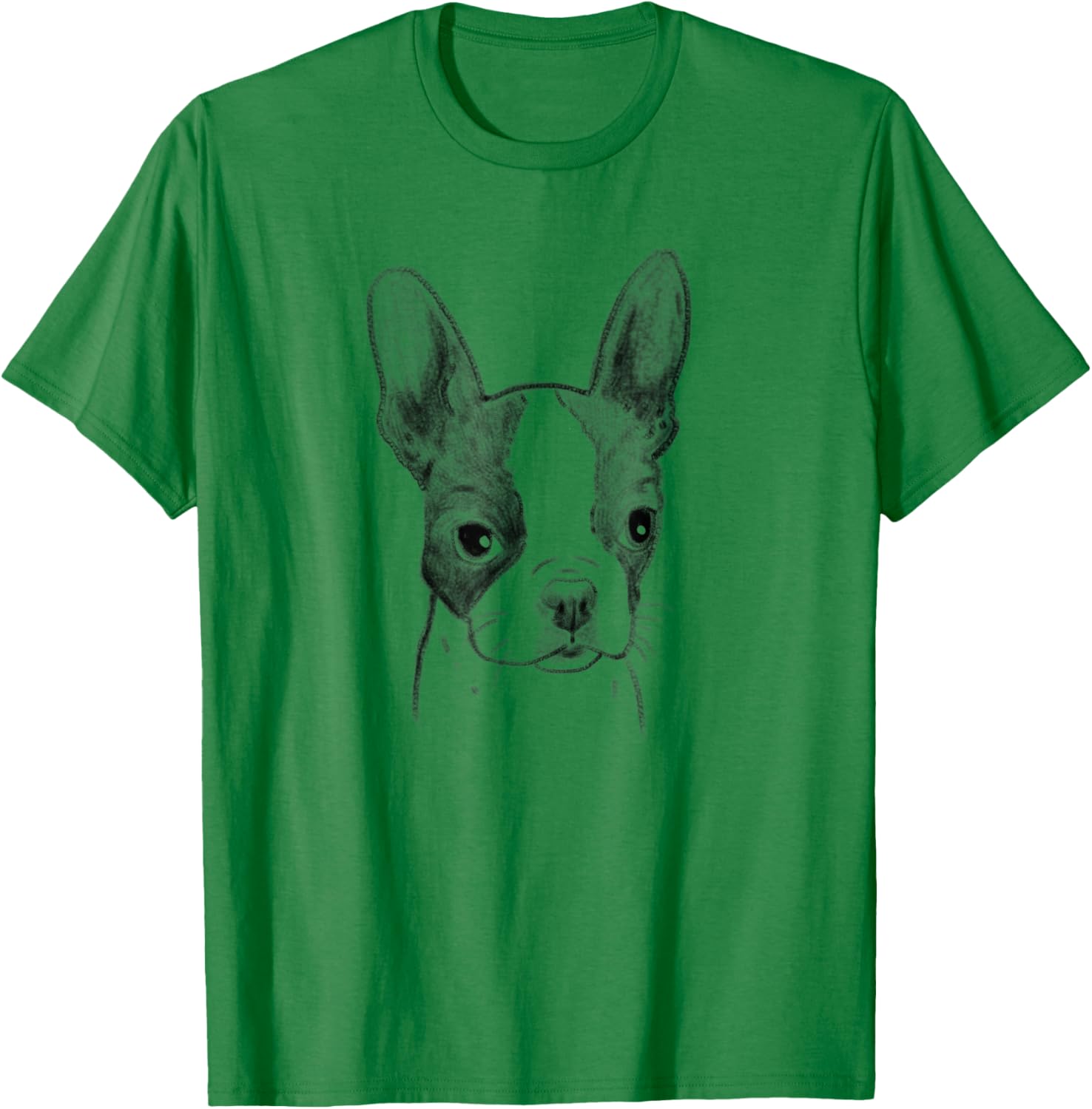 Boston Terrier Sketch, Boston Terrier Lover, Dog Sketch T-Shirt - T-Shirt | Irish Green