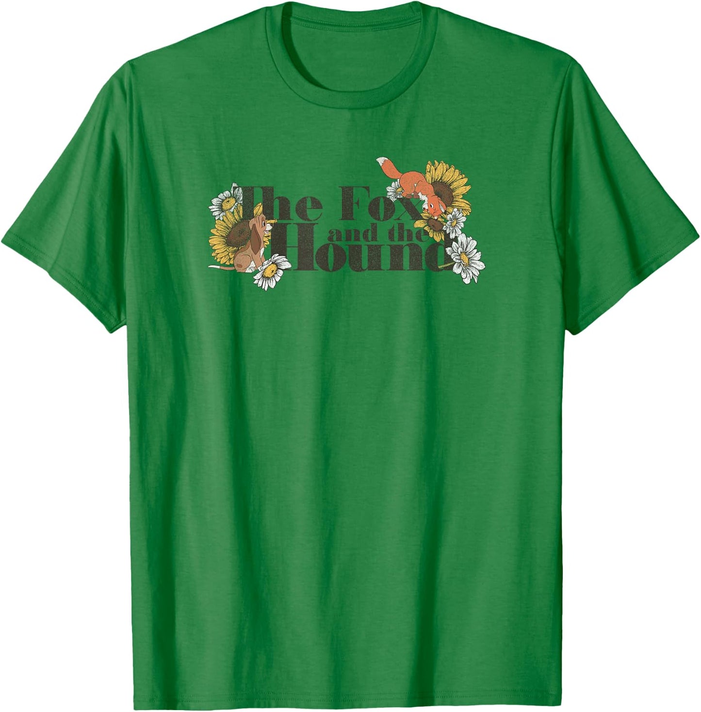 Disney The Fox and the Hound Friendship Floral Title Logo T-Shirt - T-Shirt | Irish Green
