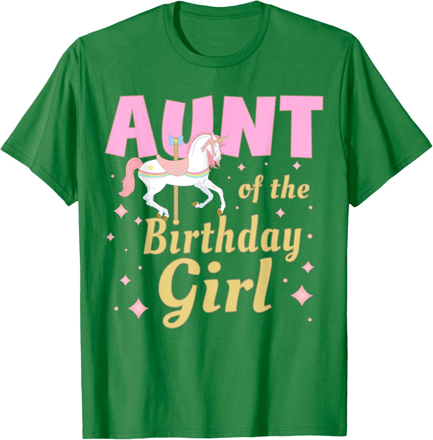 Aunt Carousel Party 1st First Birthday Girl Family Matching T-Shirt - T-Shirt | Irish Green