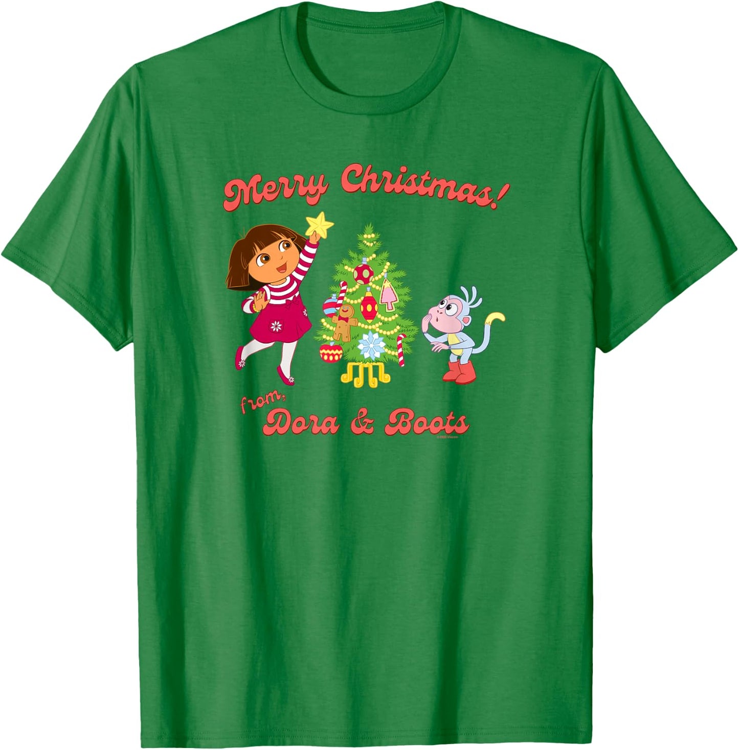 Dora the Explorer Happy Holidays from Dora and Boots T-Shirt - T-Shirt | Irish Green