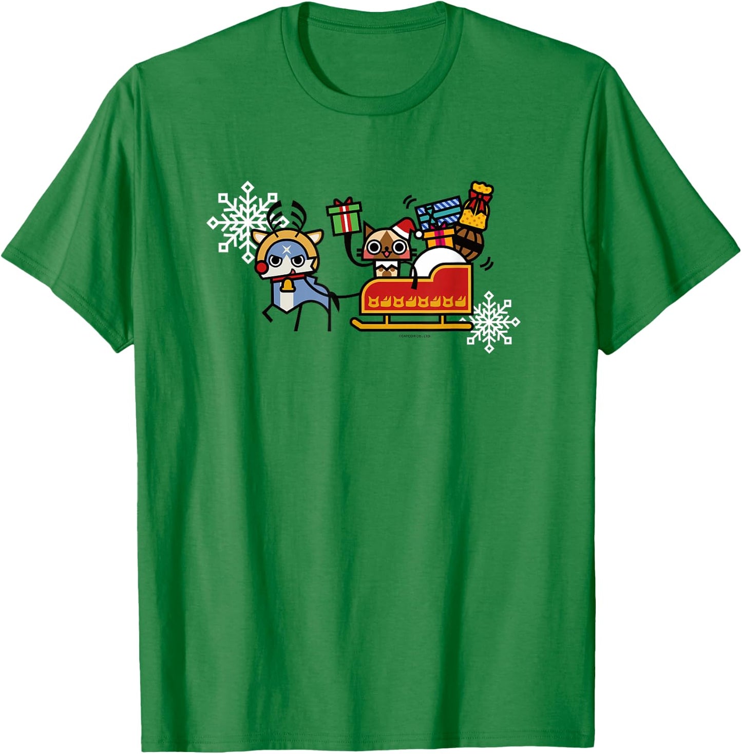 Monster Hunter Rise: Sunbreak Palamute＆Palico Christmas (A) T-Shirt - T-Shirt | Irish Green