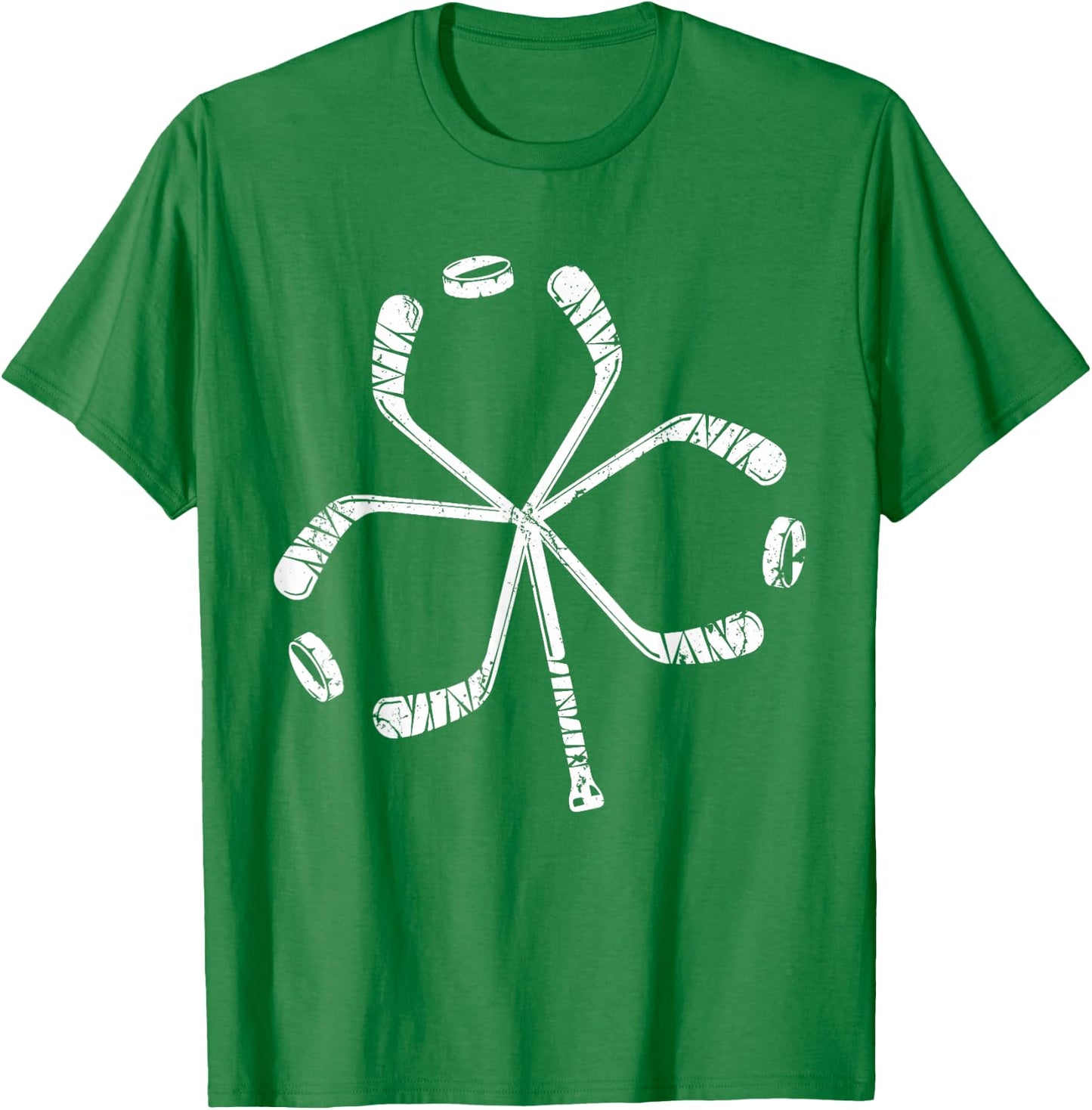 St Patricks Day Hockey Shamrock Vintage Stick Saint Paddy's T-Shirt - T-Shirt | Irish Green