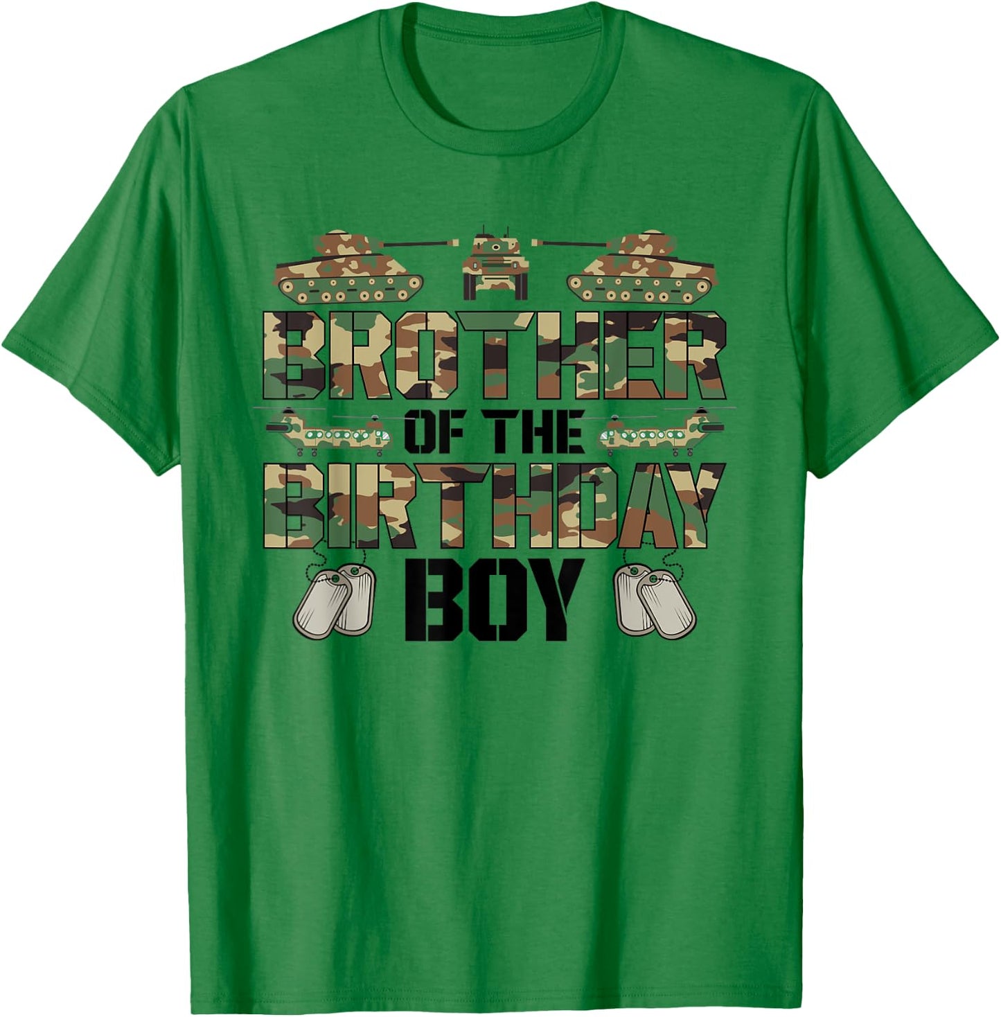 Brother Of The Birthday Boy Military Matching Army Theme T-Shirt - T-Shirt | Irish Green
