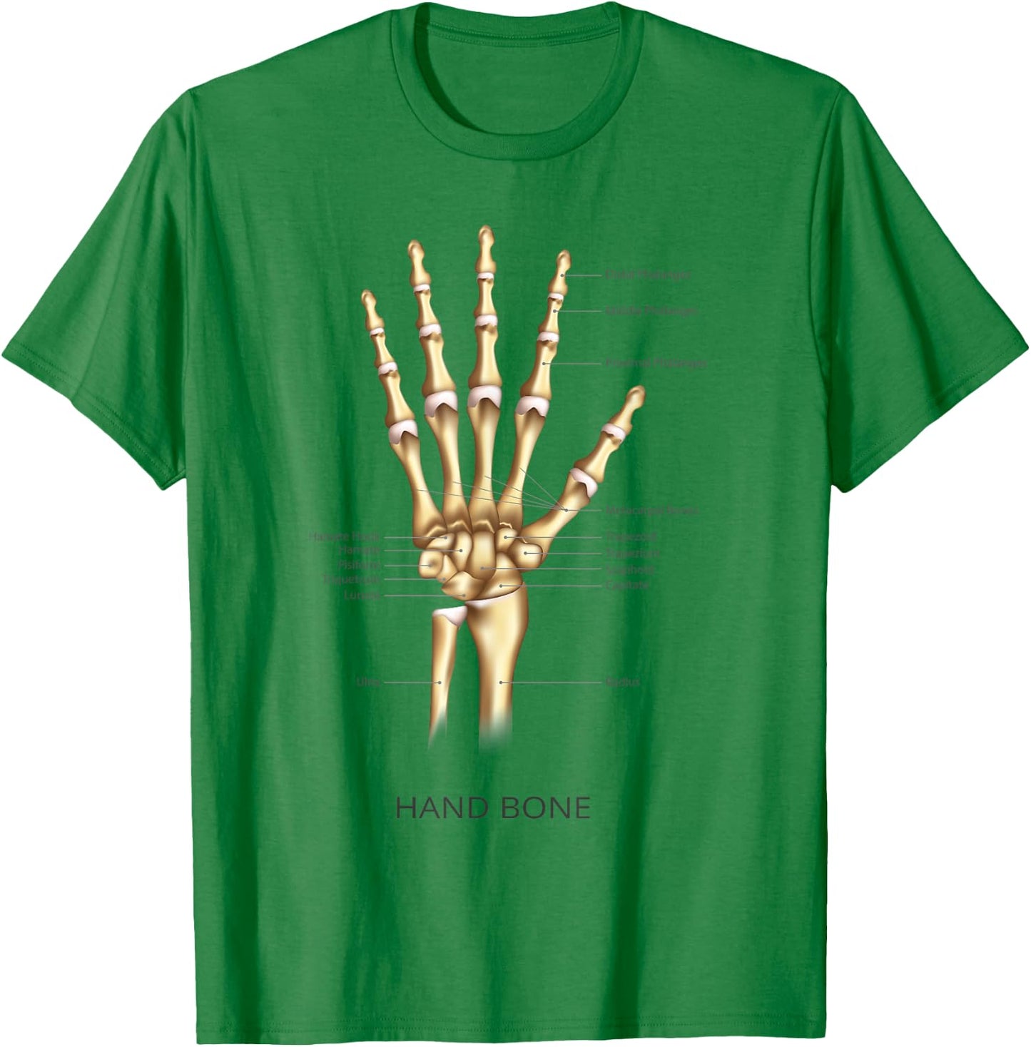 Funny Anatomy Hand Bone Human Anatomical Science Education T-Shirt - T-Shirt | Irish Green
