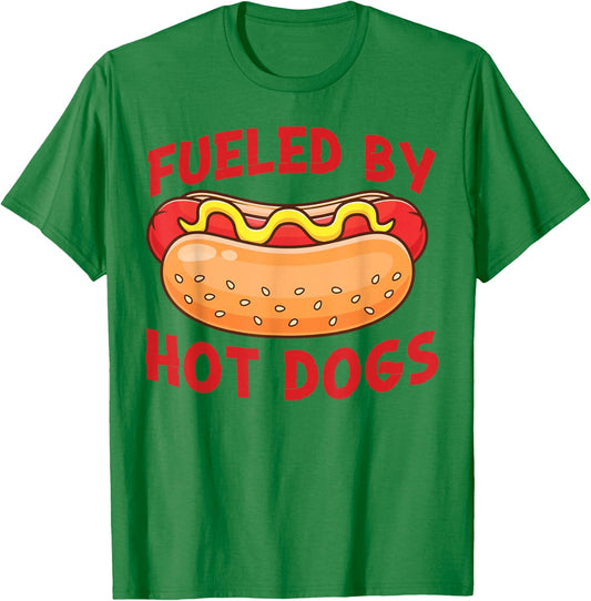 Hot Dog Adult Fueled By Hot Dogs T-Shirt - T-Shirt | Irish Green