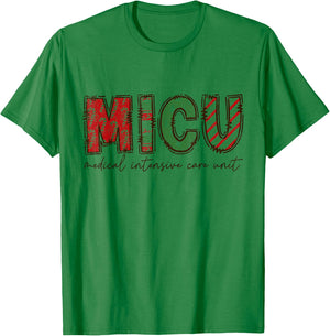 MICU Nurse Christmas , Christmas MICU Squad, Medical Icu Nur T-Shirt - T-Shirt | Irish Green