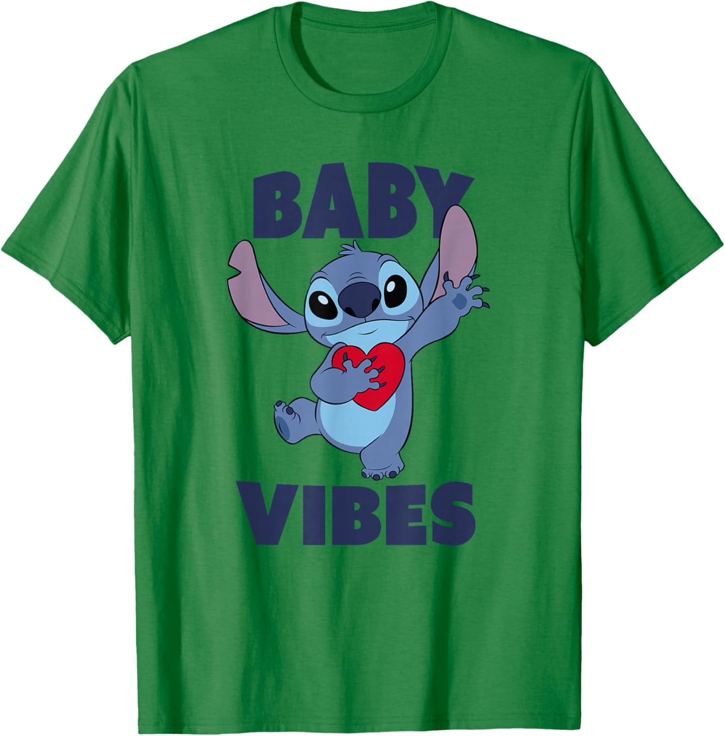 Disney Lilo & Stitch Baby Vibes Big Heart Lovely Portrait T-Shirt - T-Shirt | Irish Green