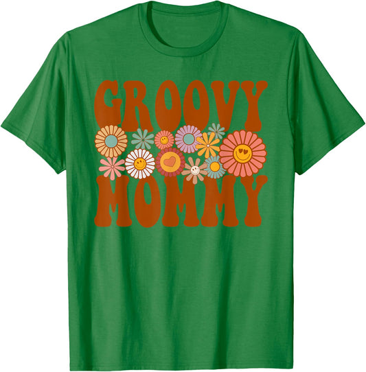 Retro Groovy Mommy Matching Family 1st Birthday Party T-Shirt - T-Shirt | Irish Green