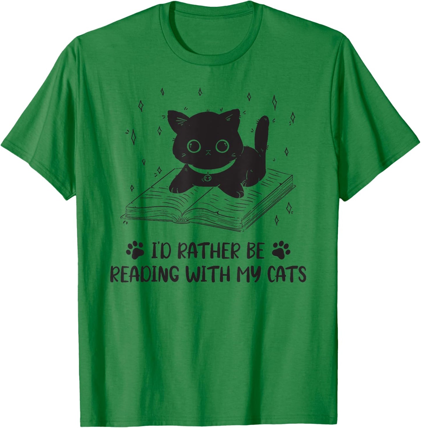 I'd rather be reading with my cat Book Nerd Librarian T-Shirt - T-Shirt | Irish Green