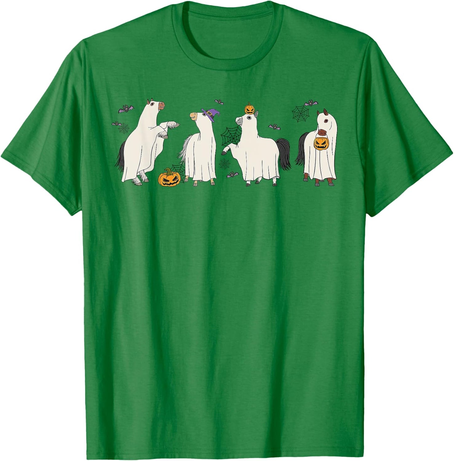Horse Ghost Halloween Funny Horse Cute Halloween T-Shirt - T-Shirt | Irish Green