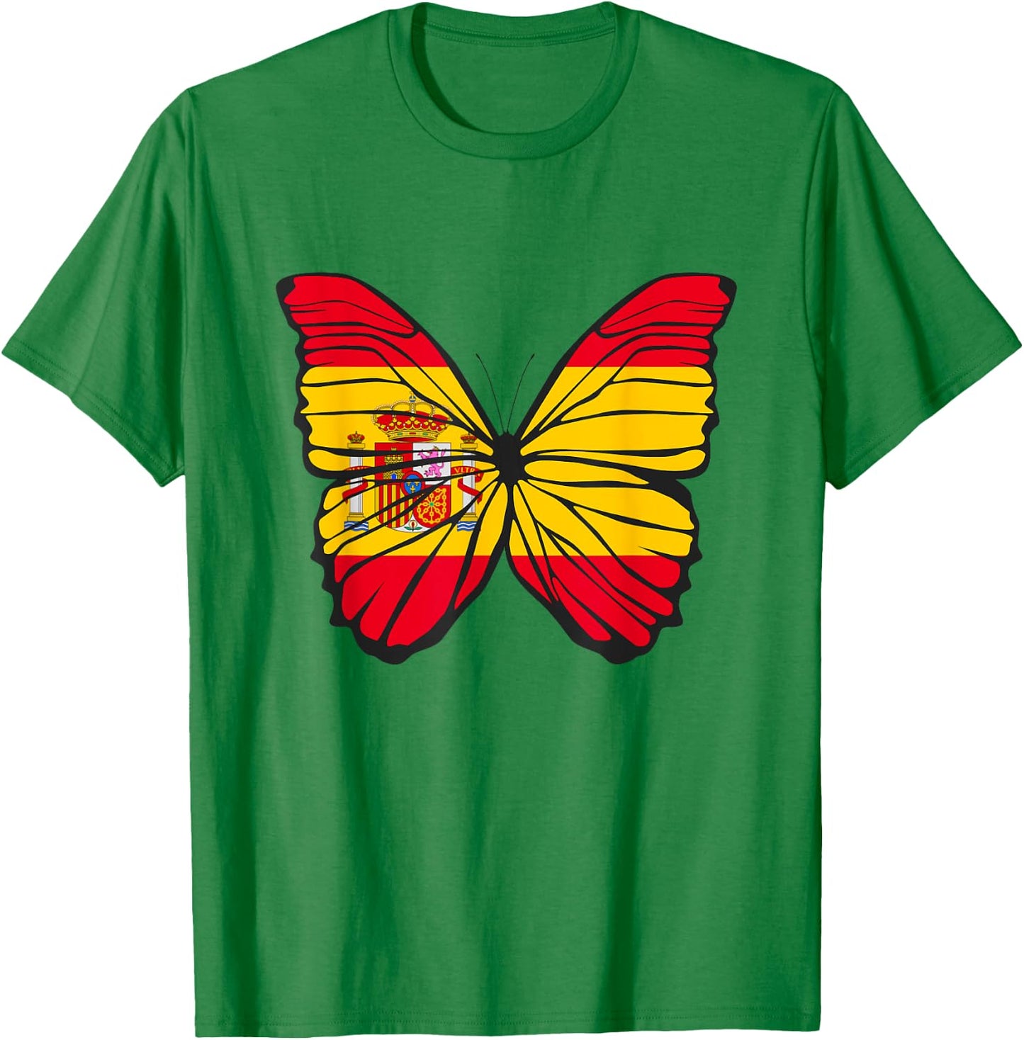Butterfly Coloured Wings Flag Spain T-Shirt - T-Shirt | Irish Green