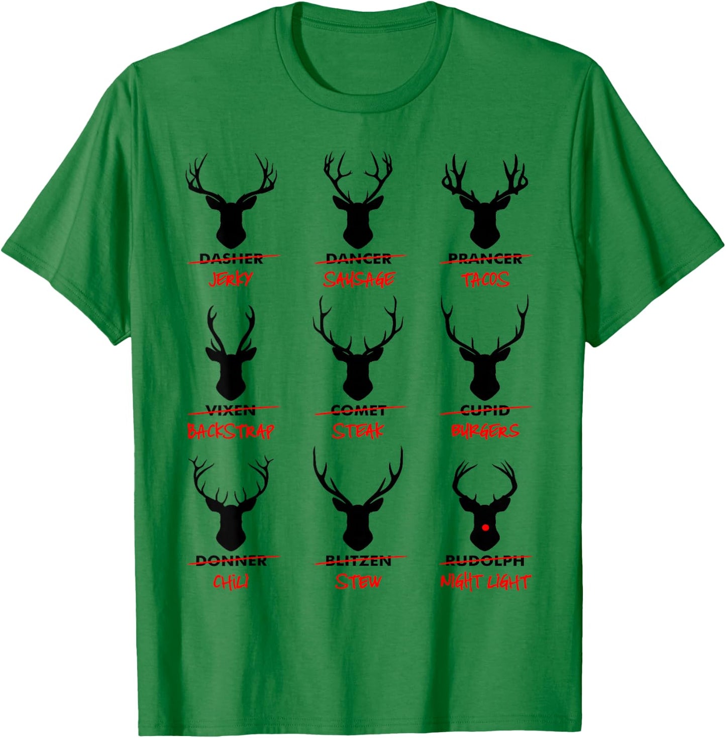 Funny Ugly Christmas Top Deer Hunter Santa's Reindeer Jerky T-Shirt - T-Shirt | Irish Green