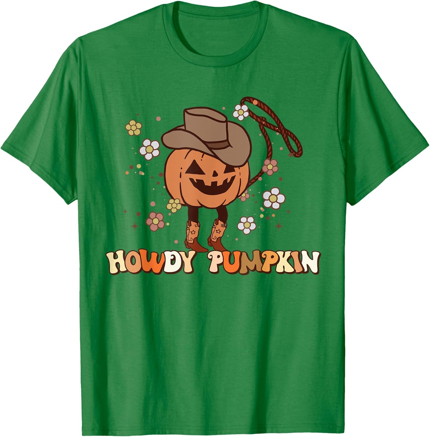 Howdy Pumpkin Rodeo Western Fall Southern Halloween T-Shirt - T-Shirt | Irish Green