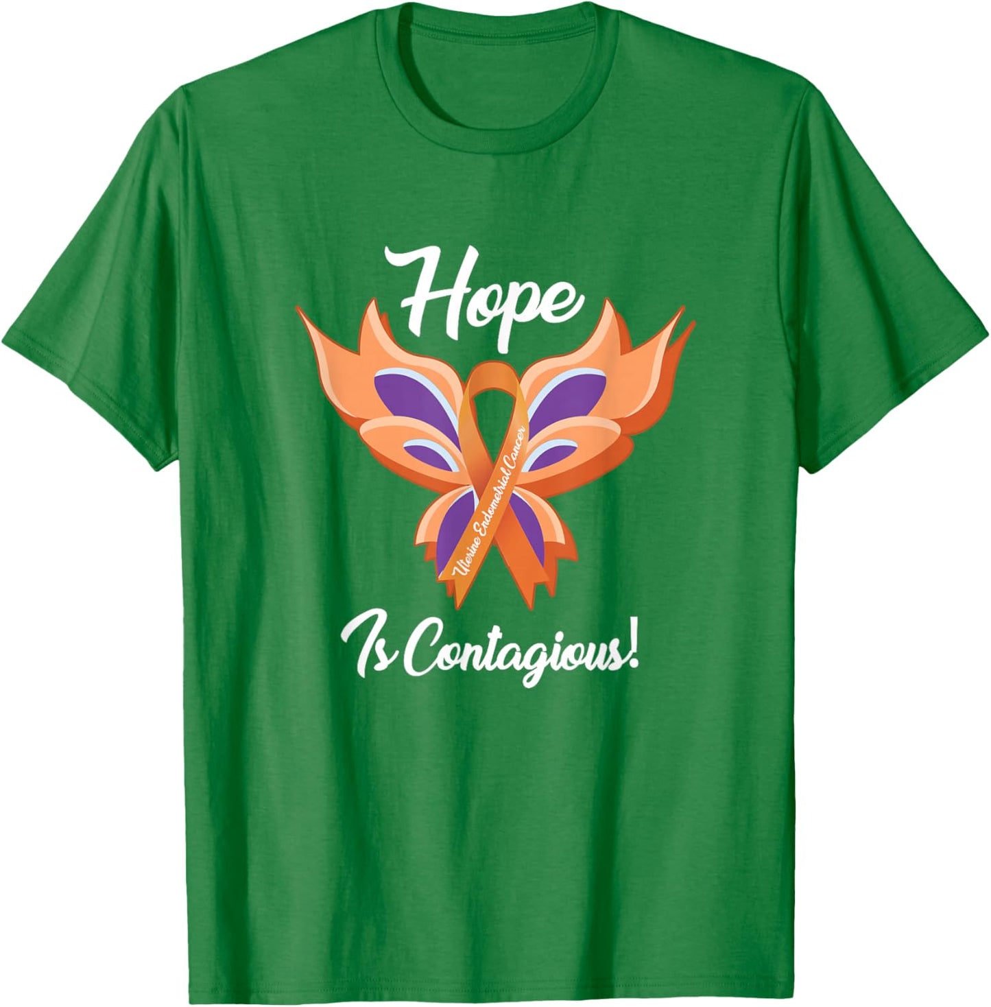 Uterine Endometrial Cancer Awareness Hope Butterfly T Shirt T-Shirt - T-Shirt | Irish Green