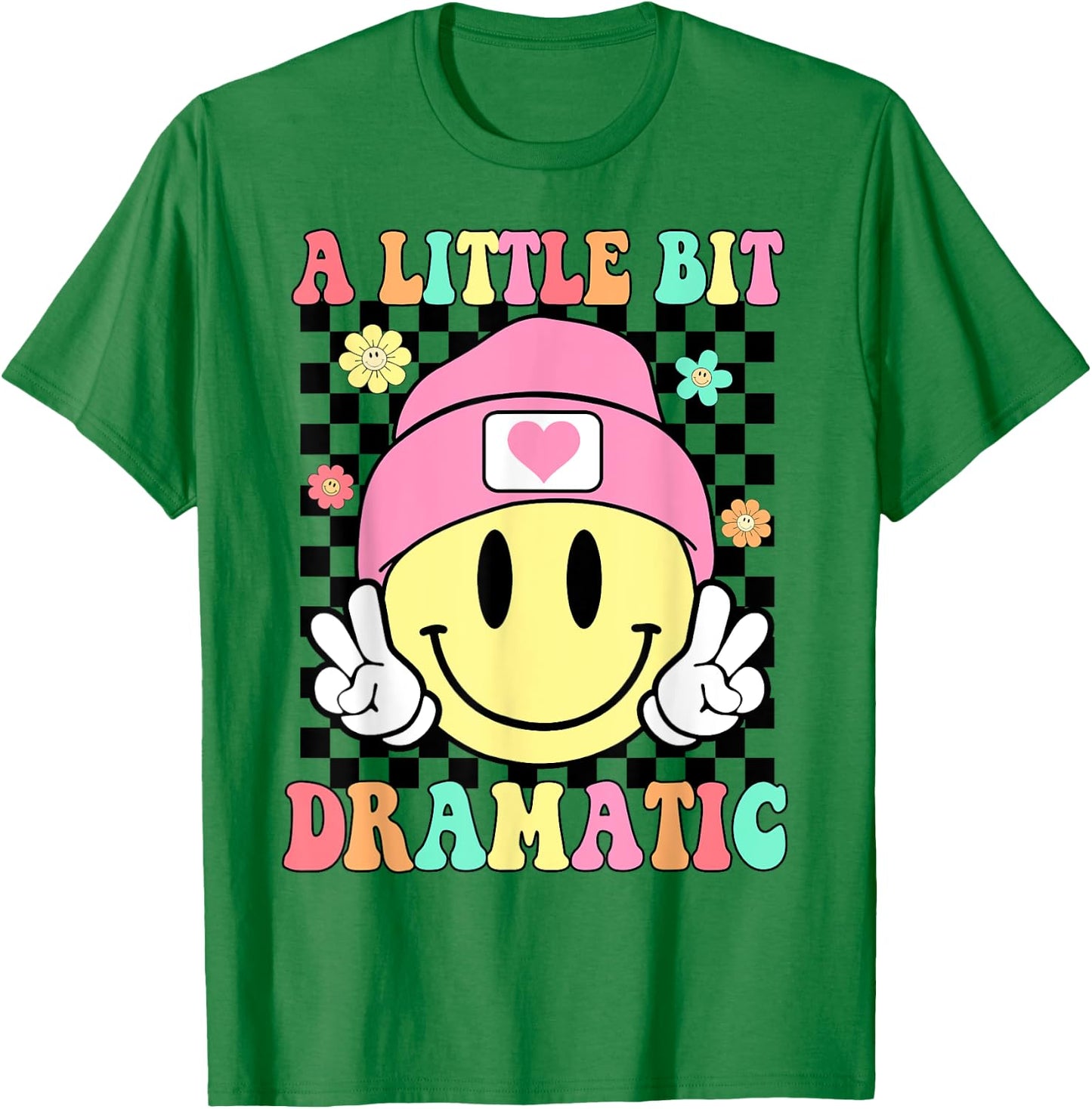 A Little Bit Dramatic Hippie Retro Groovy Funny Kids Girls T-Shirt - T-Shirt | Irish Green