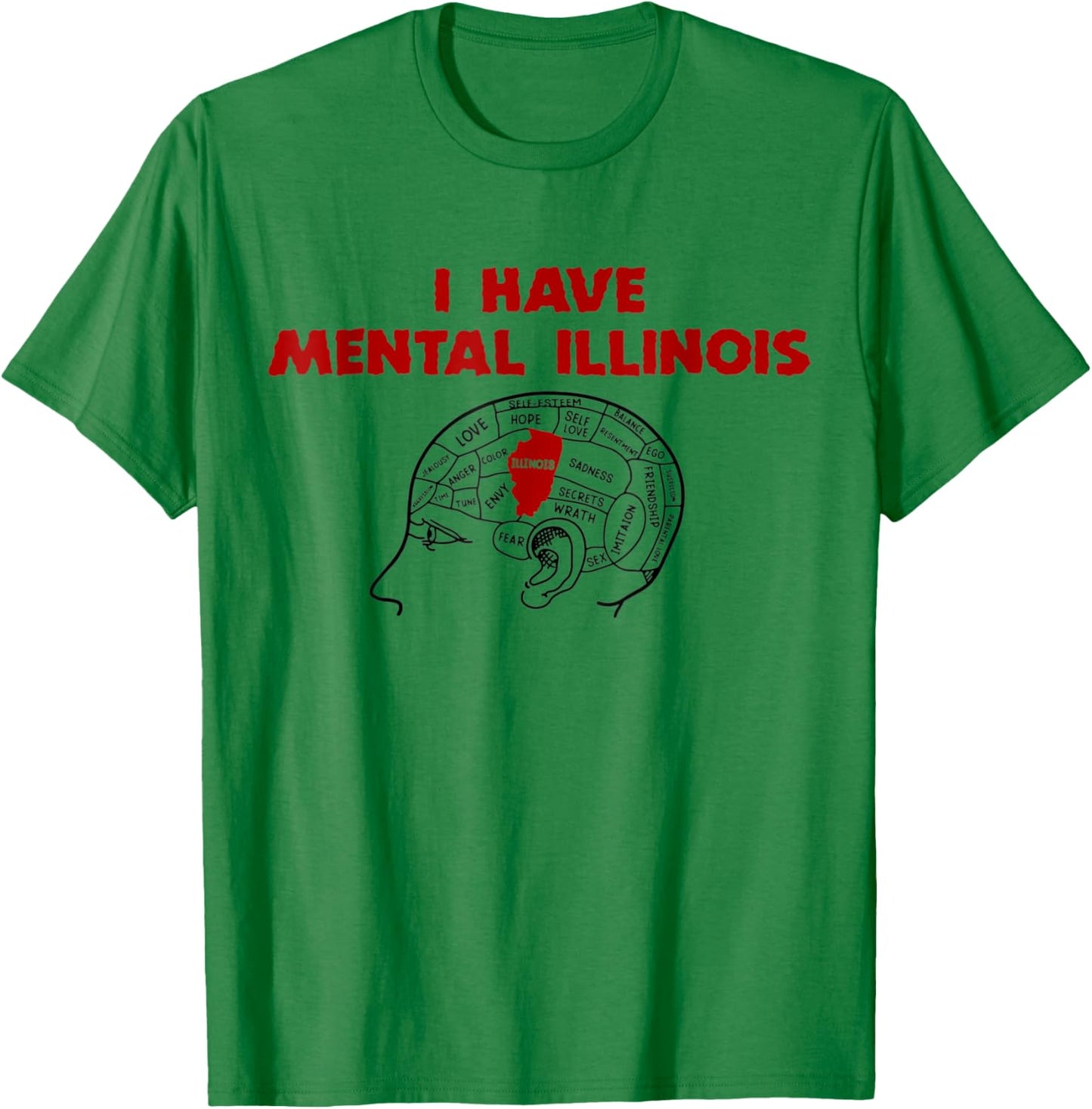 I Have Mental Illinois Funny Pun, Illinoisan Women Men Humor T-Shirt - T-Shirt | Irish Green