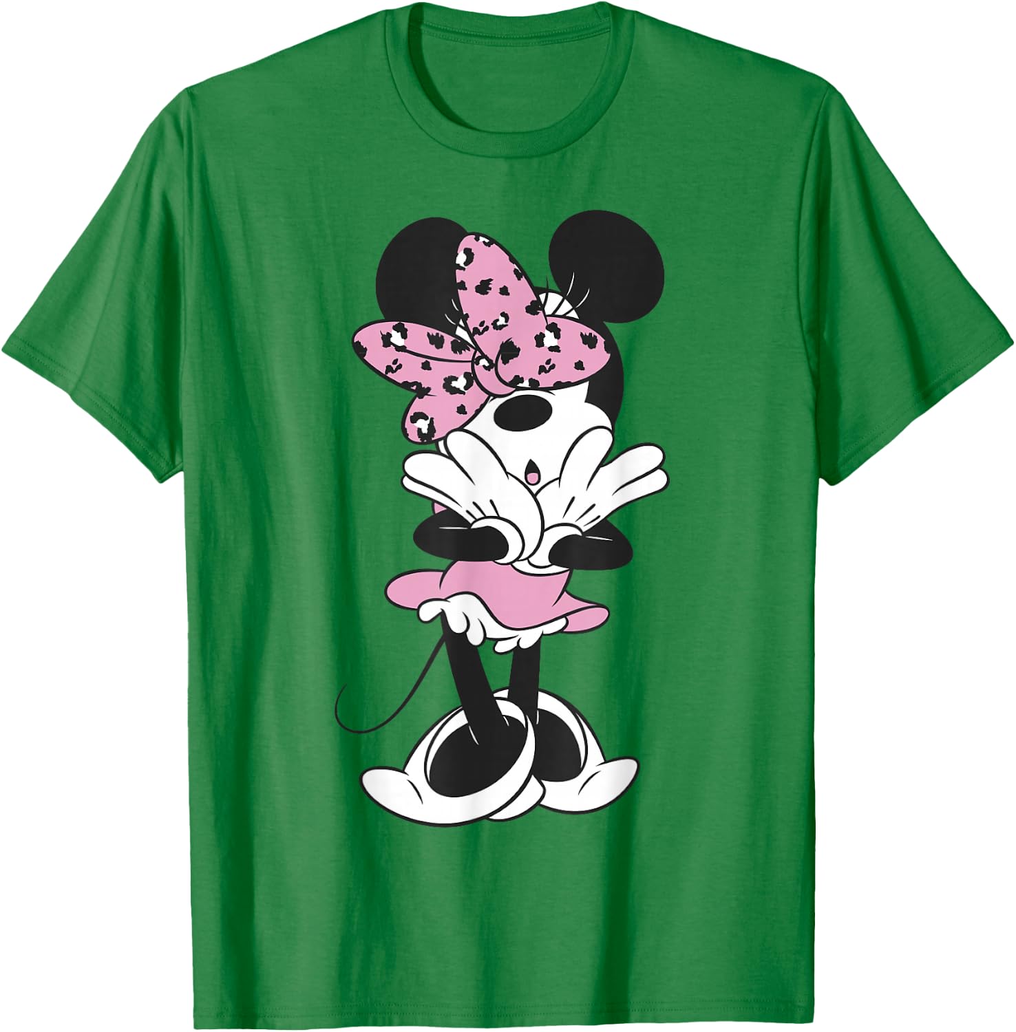 Disney Minnie Mouse Leopard Pink Bow Cutie Portrait T-Shirt - T-Shirt | Irish Green