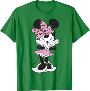 Disney Minnie Mouse Leopard Pink Bow Cutie Portrait T-Shirt - T-Shirt | Irish Green