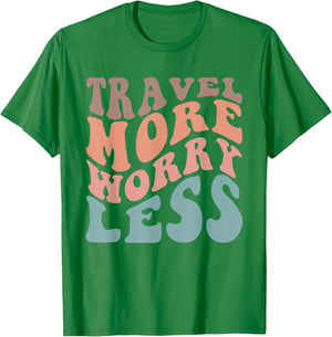 Groovy Travel More Worry Less Funny Retro Girls Woman T-Shirt - T-Shirt | Irish Green