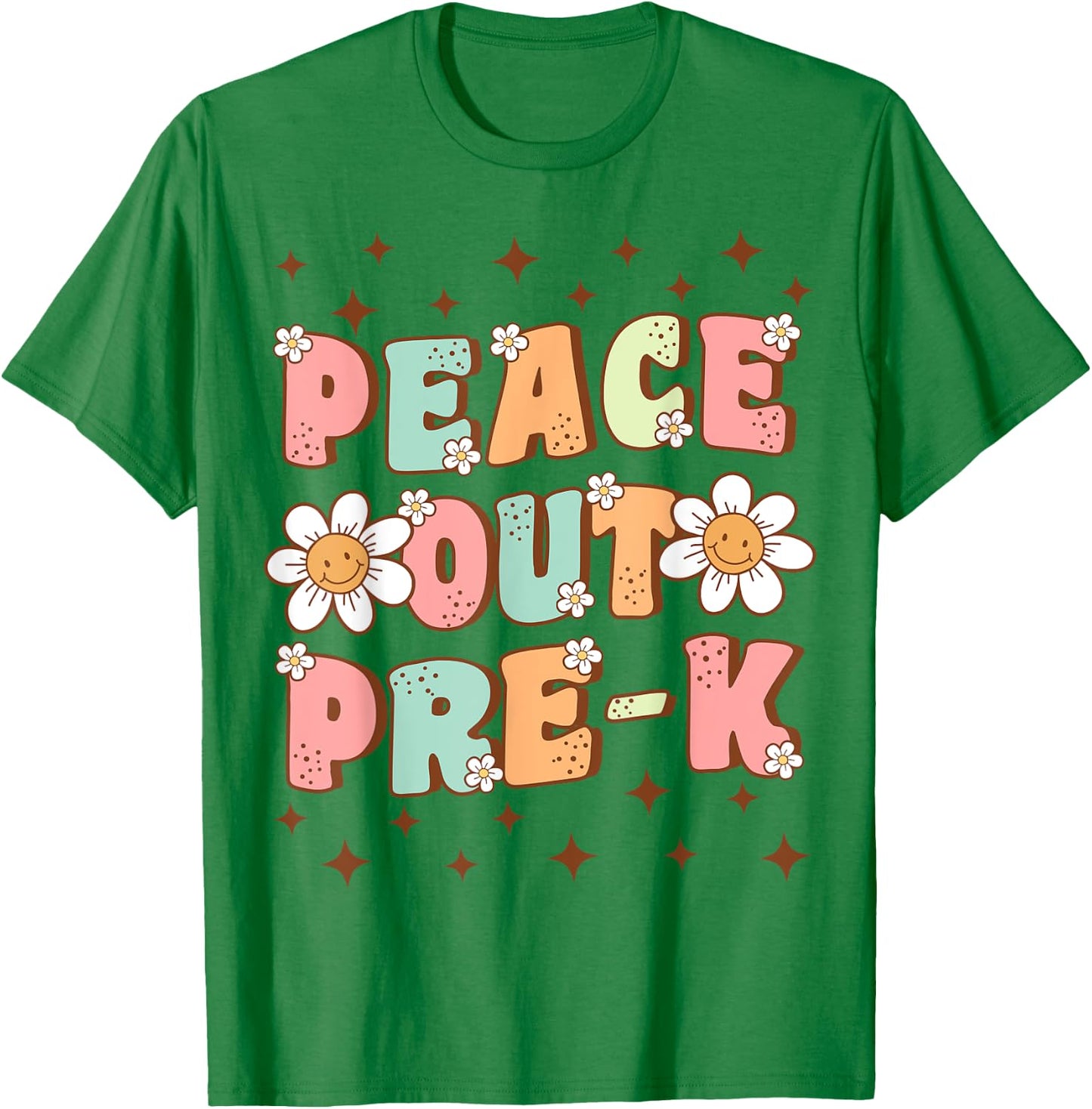 Peace Out Pre-K Cute Groovy Last Day of Preschool Graduation T-Shirt - T-Shirt | Irish Green