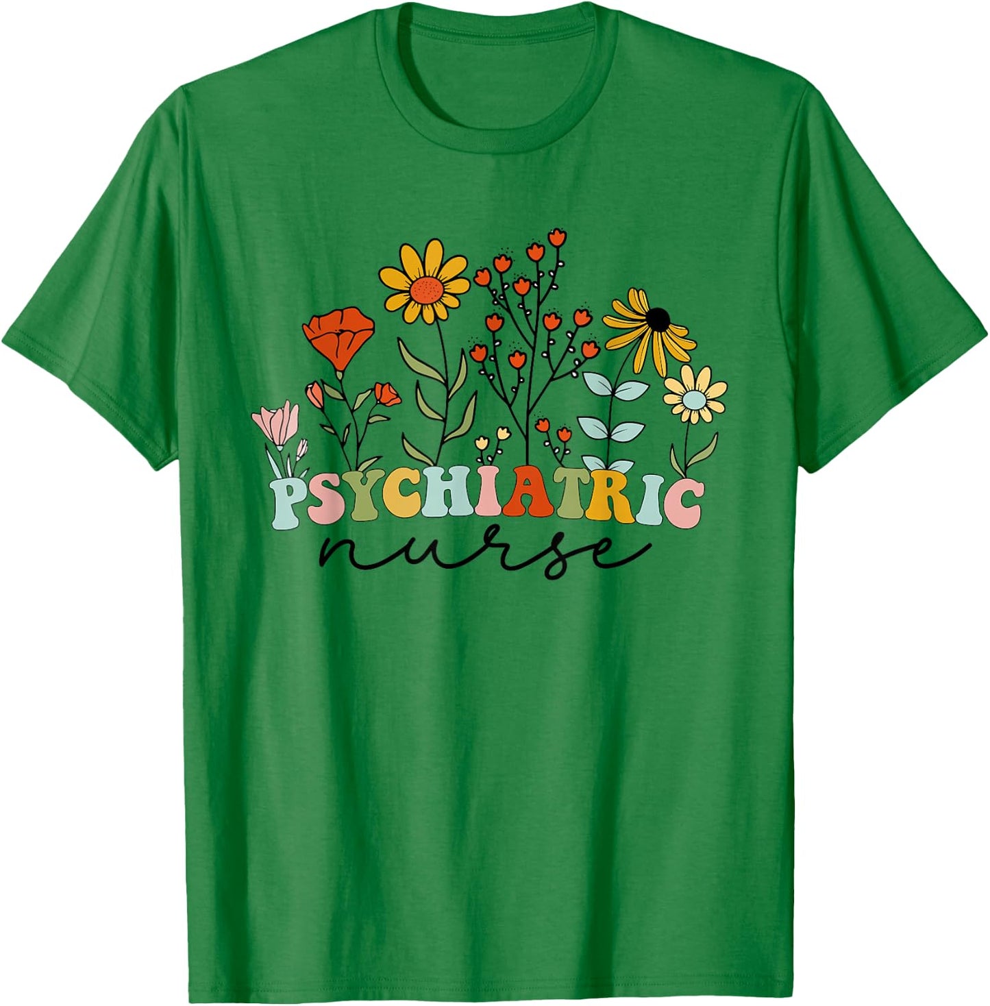 Vintage floral Psychiatric Nurse Cute RN Mental Health Nurse T-Shirt - T-Shirt | Irish Green