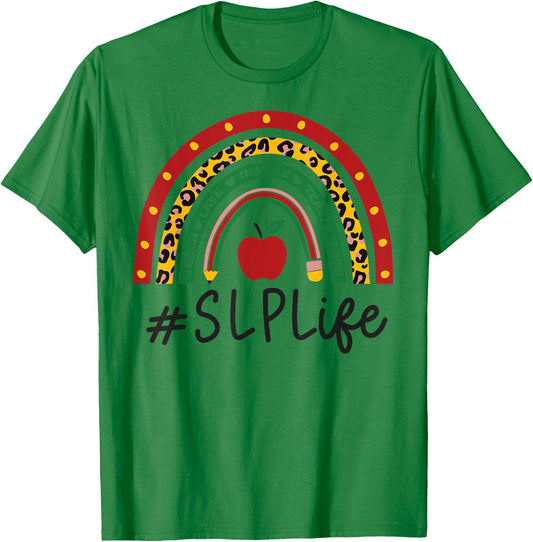 SLP Rainbow Appreciation Day Hello Back To School T-Shirt - T-Shirt | Irish Green